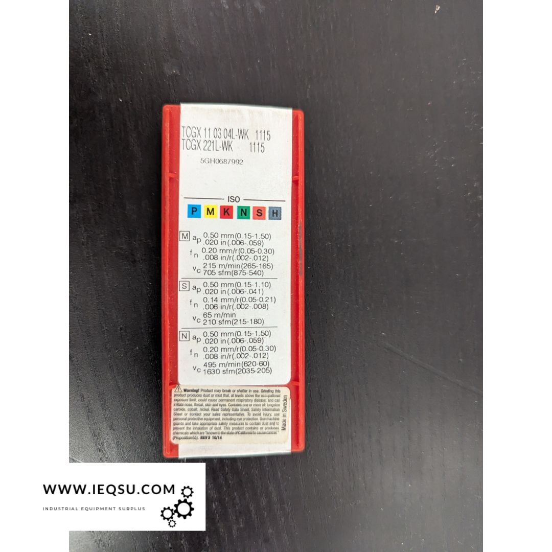 Sandvik Coromant TCGX 221L-WK 1115 Carbide Turning Inserts – 9 Pack